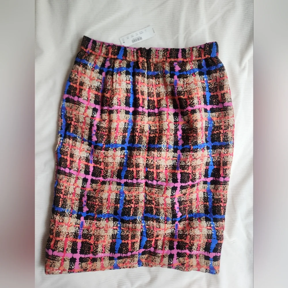Jcrew Silk Pencil Skirt Multicolor Sz 4 Nwt Retail $240